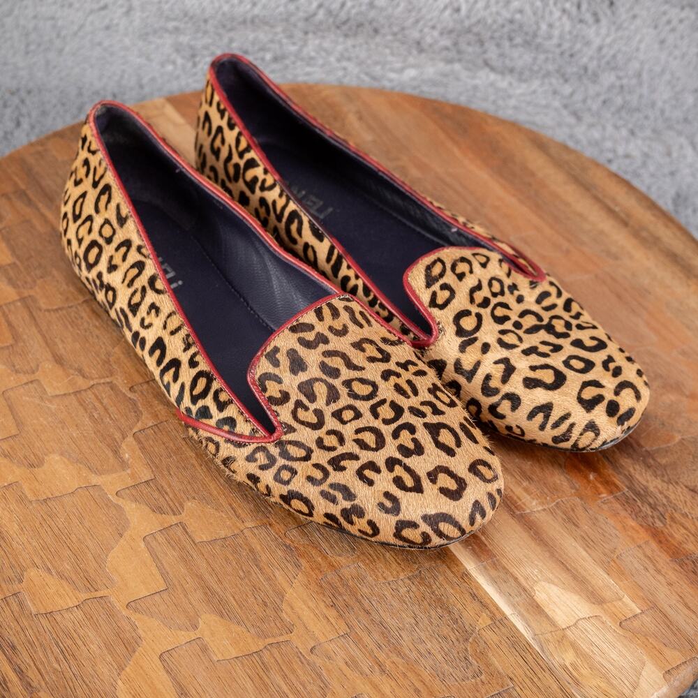 Vaneli Slip-on Flat Women's Sz 6M Tan Black Red TrimHaircalf Cheetah Print